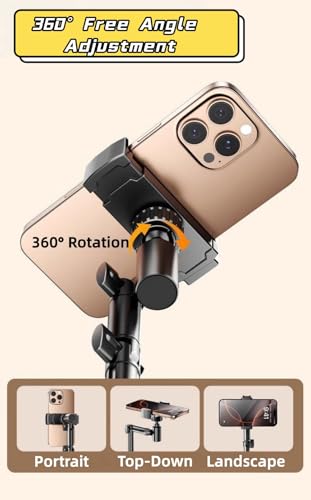 JA-A Adjustable Aluminum Phone Stand for Desk, Universal iPhone Holder, Retractable Cell Phone Stand Compatible with iPhone 17/16/15 Pro Max, Recording & Office Use. (A/Black)