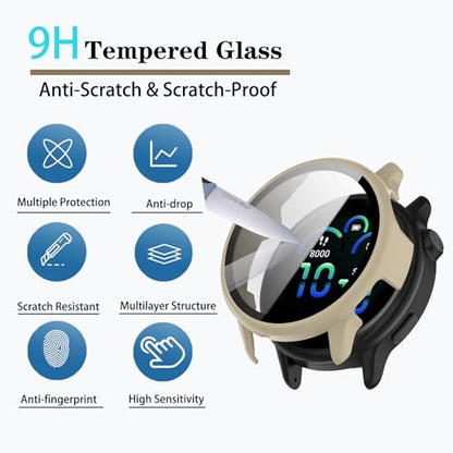 [4-Pack vivoactive 6 Screen Protector Case Compatible with Garmin vívoactive® 6 Smart Watch, Ultra-Thin Scratch Resistant Cover with Tempered Glass for Women Men