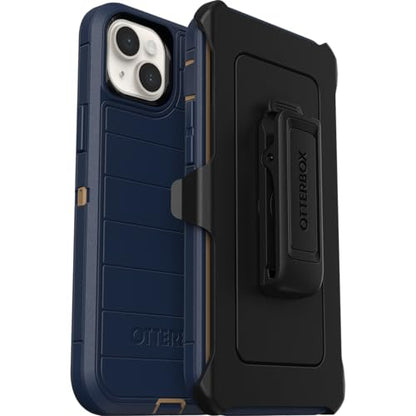 OtterBox iPhone 15 Plus and iPhone 14 Plus Defender Series Pro Case - Blue Suede Shoes (Blue), screenless, Rugged & Durable, with Port Protection, Includes Holster Clip Kickstand - color: Blue Suede Shoes (Blue)