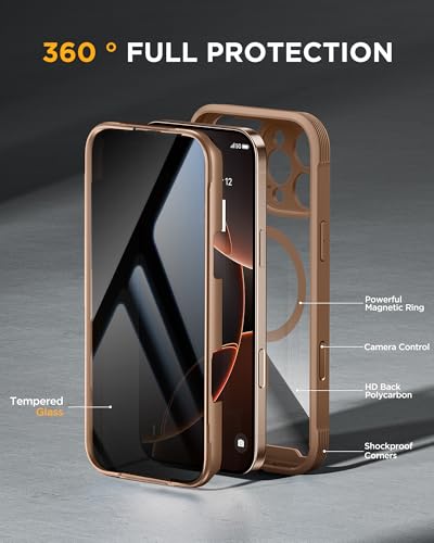 miracase Privacy for iPhone 16 Pro Max Case, 25° Anti-Spy, Desert Brown - color: Desert Brown, size: iPhone 16 Pro Max