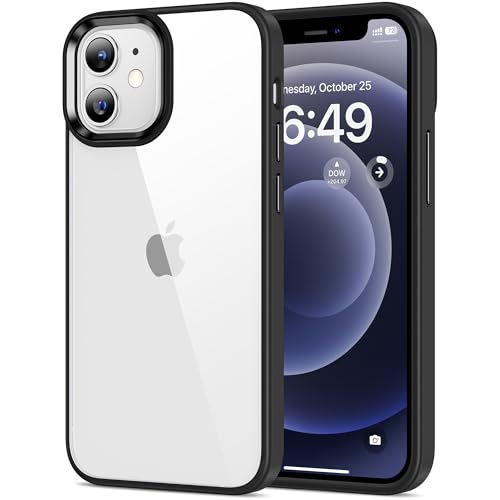 HOOMIL Case for iPhone 12 Mini 5.4-Inch, Non-Yellowing, Drop Protection, Anti-Scratch Transparent Hard Back Phone Cover - Black - color: Black, size: iPhone 12 Mini