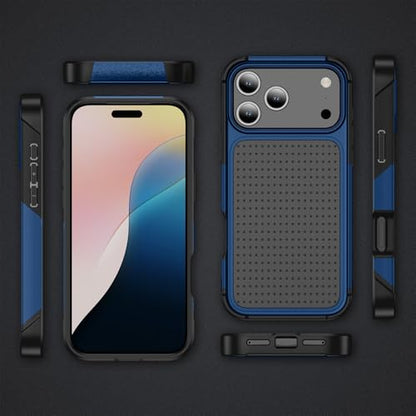 Designed for iPhone 17 Pro Max Case 2 in 1 Gift Militay Grade Drop Protective Rugged Heavy Duty Cover Shockproof Case for iPhone 17 Pro Max Phone Case for Women Men Boy Girl (Blue) - color: Blue