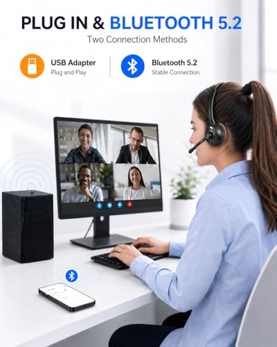 TECKNET Single Ear Bluetooth Headset - Noise Cancelling Microphone