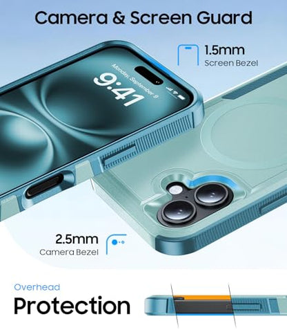 Magnetic for iPhone 17 Case Dual-Layer Shockproof Mintgreen | Military-Grade Heavy Duty Protection, Fit for Magsafe, Matte Finish Scratch Resistant Anti-Fingerprint, Anti-Slip Phone Cover - color: Mintgreen