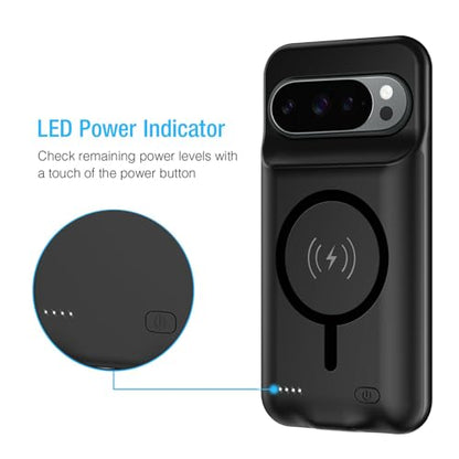 Battery Case for Pixel 10/10 Pro,10000mAh Portable Protective Smart Wireless Charging Case Support Carplay Compatible with Pixel 10/10 Pro(6.3 inches)Rechargeable Extended Battery Charger Cover(Black) - size: for Pixel 10/10 Pro