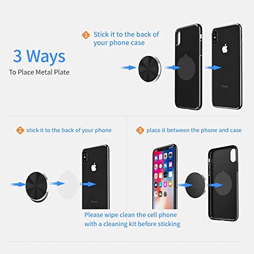 SALEX Phone Metal Plates 4 Pack for Magnetic Car Mount. Kit of 4 Clear Silver Round 3M Adhesive Discs Without Holes for Case Back. Strong Circular Cell Phone Magnet Holder Replacement Stickers Set - color: Silver