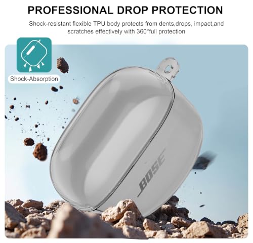 Aircawin for Bose QuietComfort Earbuds II/QuietComfort Ultra 1/2 Case Clear - color: Clear Black