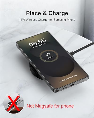 Galaxy Watch Charger Cable 2-in-1 15W Samsung Wireless Charger Fast Charge - color: Black-1