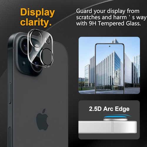 3 Pack Camera Lens Protector for iPhone 15 /iPhone 14 - size: iPhone 14/14 Plus