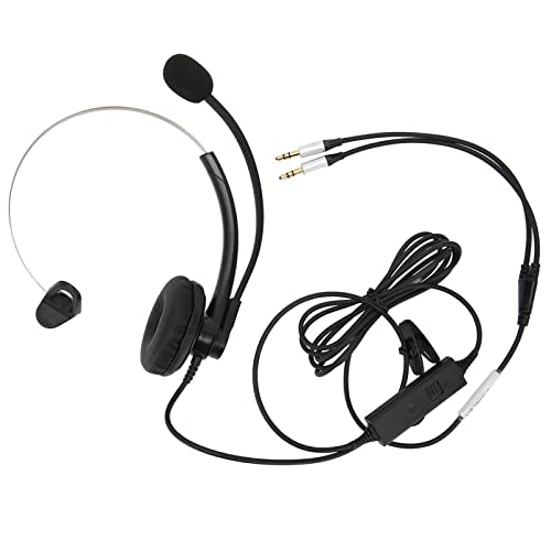 Single-Ear Wired Headset with Noise Cancelling for HD Crystal Clear Calls in Call Center Office (Dual 3.5mm Interface) - size: Duale 3,5-mm-Schnittstelle