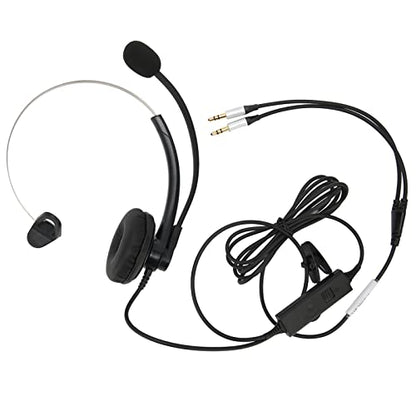 Single-Ear Wired Headset with Noise Cancelling for HD Crystal Clear Calls in Call Center Office (Dual 3.5mm Interface) - size: Duale 3,5-mm-Schnittstelle