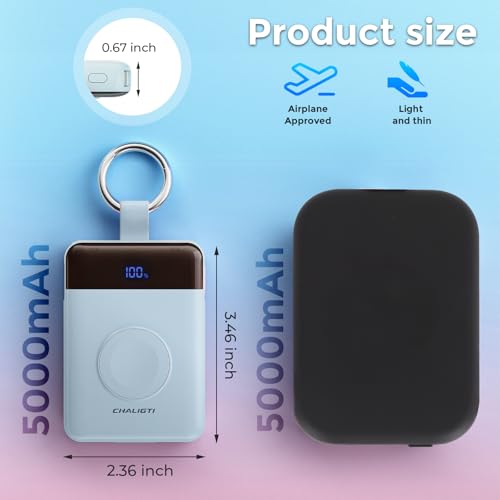 5000mAh Portable Charger w/Display,20W Power Bank&iWatch Charger - color: Blue, size: 5000mAh
