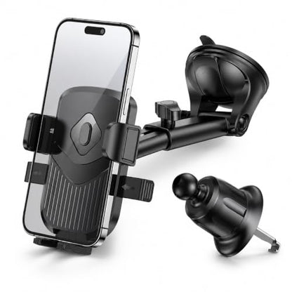 Black Car Phone Holder, 360° Dashboard Windshield Air Vent Mount - color: Black