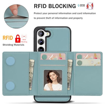 for Samsung Galaxy S23 Plus Wallet Case, 2-in-1 Detachable Magnetic Wallet Case, Card Holder RFID Blocking, Fashionable Faux Leather Card Slot & Folding Design (Blue) - color: Blue, size: Samsung Galaxy S23plus