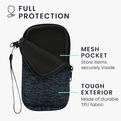 kwmobile Universal Phone Pouch Size XL - 6.7/6.8" - Neoprene Smartphone Pouch with Zip - Water-Repellent Mobile Phone Case - Sleeve in Deep Ocean/Black - color: Deep Ocean / black, size: XL - 6.7/6.8"