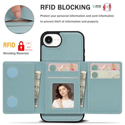 for iPhone 16e / iPhone 17e Wallet Case, 2-in-1 Detachable Phone Case, Card Holder RFID Blocking, Fashionable Faux Leather Card Slot & Folding Design (Blue 6.1'') - color: Blue, size: iPhone 16E