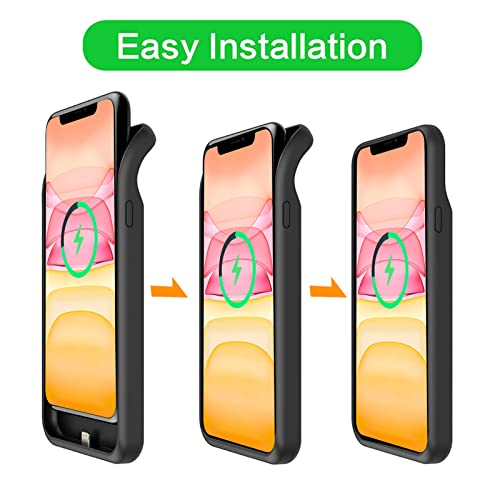 Battery Case for iPhone 11, Upgraded 10000mAh Rechargeable Portable Charging Case with Wireless Charging Compatible for iPhone 11 (6.1 inch) with Carplay Extended Battery Pack Charger Case (Black) - size: iPhone 11