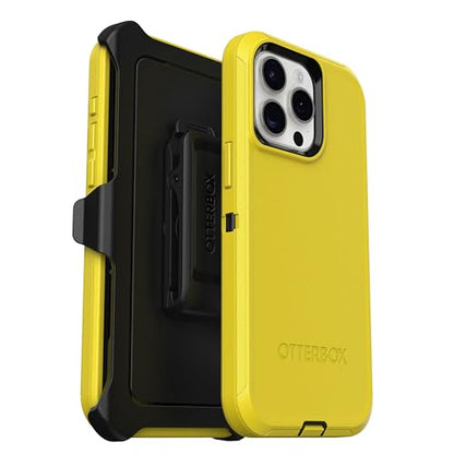 OtterBox iPhone 15 Pro Max (Only) - Defender Series Case - Night Reverse (Yellow & Black) - Screenless - Rugged & Durable - with Port Protection - Holster Clip Includes - Non-Retail Packaging - color: Night Reverse (Yellow & Black)