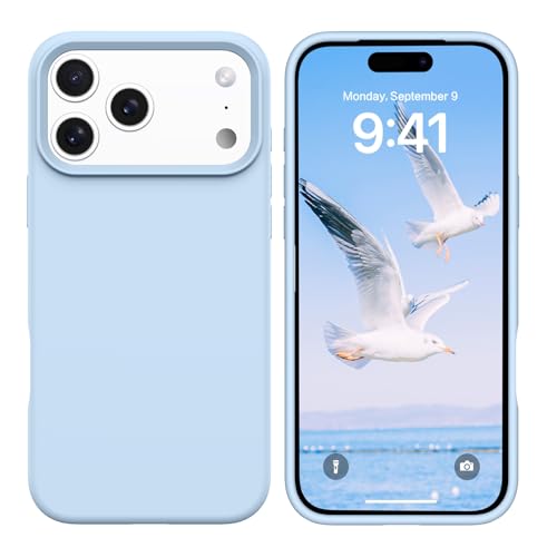 GUAGUA Compatible with iPhone 17 Pro Max Case 6.9 Inch Liquid Silicone Soft Gel Slim Thin Microfiber Lining Cushion Texture Cover Shockproof Protective Phone Case for iPhone 17 Pro Max, Light Blue - color: Light Blue, size: iPhone 17 Pro Max