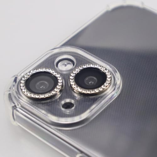 BONVAN for iPhone 15/15 Plus Camera Lens Protector Bling Glitter Diamond Metal Crystal Tempered Glass Screen Accessories Rhinestones Lens Cover, also Compatible with iPhone 16e (2PCS) (Black) - color: Black