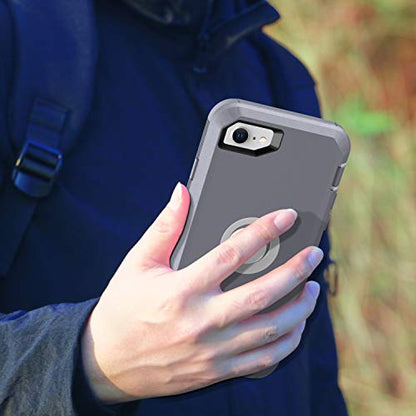 MXX Case Designed for iPhone SE Case 2020 /SE 2022 Heavy Duty Protective with Screen Protector [3 Layers] Rugged Rubber Protection Cover & Rotating 360 Degree Belt Clip SE 3rd/2nd Gen (Gray/White) - color: Gray/White
