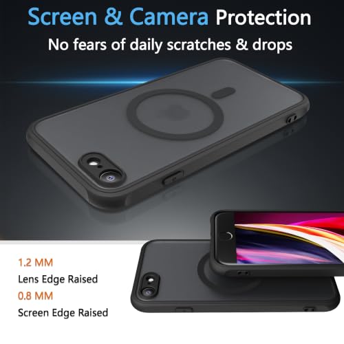 for iPhone SE 3rd & 2nd Gen & 8/7 Case [Compatible with Magsafe] Translucent Matte Phone Cover, [10 FT Military Grade Drop Protection] Slim Durable (Black Magnetic, iPhone SE2/SE3/8/7) - color: Black Magnetic, size: iPhone SE2/SE3/8/7