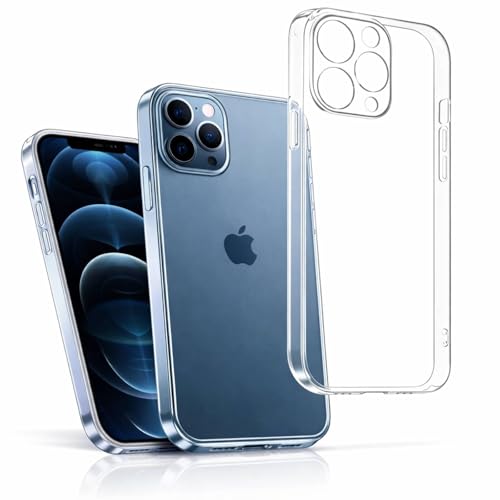 Clear Case for iPhone 12 Pro 6.1 Inch, Transparent Phone Cover, Anti-Yellowing, Shockproof & Scratch-Resistant Slim TPU + PC Protective Case