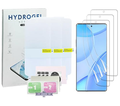 Hydrogel Film Screen Protector for Motorola Edge 50 Ultra -3 Pieces Transparent Soft TPU Protective Film (Anti fingerprint) [Clear HD] [High Sensitivity] [Curved full screen]Gift of auxiliary locator