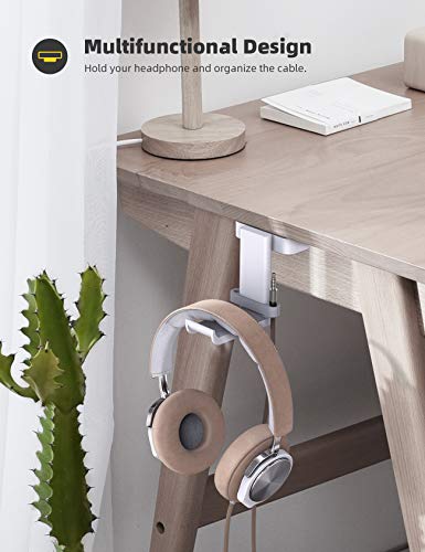 Lamicall Headphone Stand Adhesive Rotatable Headset Earphone Hanger Hook - color: White