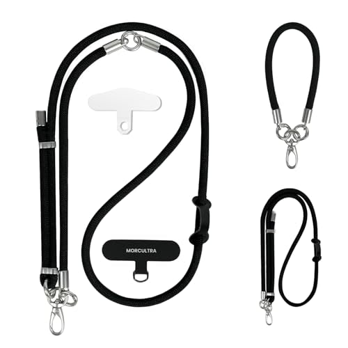 Phone Lanyard, 3 Ways to Wear: Crossbody, Neck and Wrist Strap - color: Black