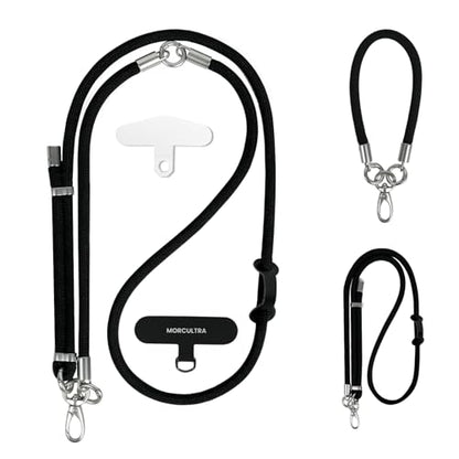 Phone Lanyard, 3 Ways to Wear: Crossbody, Neck and Wrist Strap - color: Black