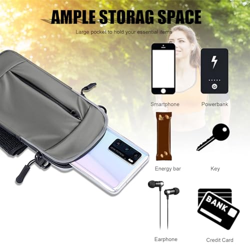 Phone Holder for Running Armband,Cell Phone Purse Small Crossbody Bags for Women Men Kids,iPhone 17 16 16e 15 14 13 12 11 Pro Max Xs Xr X Plus Mini Galaxy Ultra S26 S25 Note Bag Gym Arm Bands - color: 04-Grey with Crossbody Strap&Hook