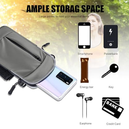 Phone Holder for Running Armband,Cell Phone Purse Small Crossbody Bags for Women Men Kids,iPhone 17 16 16e 15 14 13 12 11 Pro Max Xs Xr X Plus Mini Galaxy Ultra S26 S25 Note Bag Gym Arm Bands - color: 04-Grey with Crossbody Strap&Hook