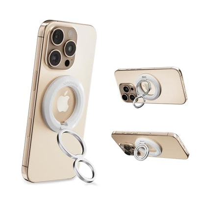 Phone Grip for MagSafe,Magnetic Phone Ring Holder,Cell Phone Grip Stand with Two-Sided Magnetic Finger Kickstand for iPhone 17 16 15 14 13 12 Samsung Android Phone Case (2 Metal Ring Include)