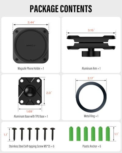 APPS2Car Alloy Magnetic Phone Mount for Boat/Truck/Car/Wall, Drill Base