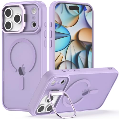 Nvollnoe for iPhone 17 Pro Max Case Compatible with MagSafe Military Grade Shockproof Heavy Duty Protective Adjustable Kickstand Matte Semi Clear Phone Case for iPhone 17 Pro Max(Light Purple) - color: Light Purple, size: For Iphone 17 Pro Max-6.9"(3 Lens