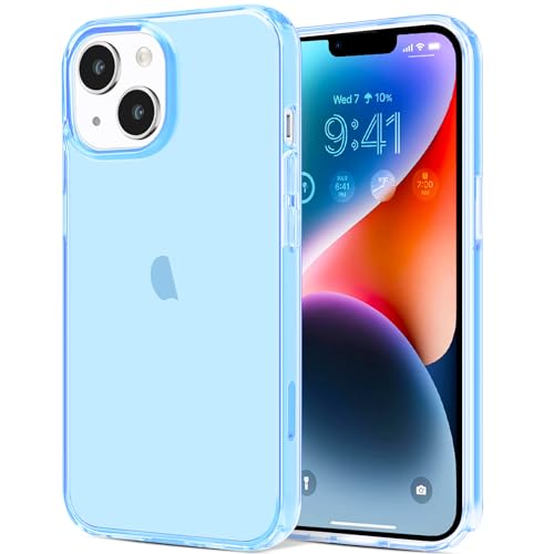 JJGoo Compatible with iPhone 14 Case Clear, Soft Shockproof Protective Slim Thin Phone Bumper Cover Transparent Phone Case, Translucent Blue - color: Blue