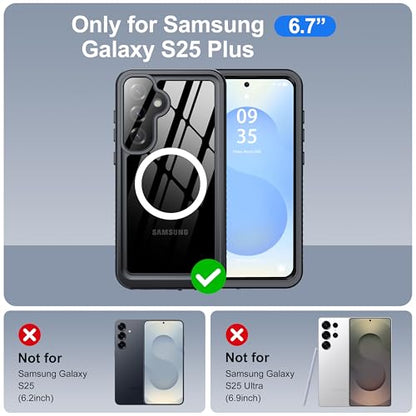 ANTSHARE IP68 Waterproof Case for Samsung Galaxy S25 Plus, Black/Clear - color: Black/Clear, size: S25 Plus