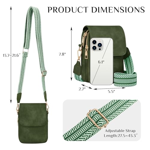 Fashion Small Crossbody Bags for Women Trendy Designer Cell Phone Purses | Adjustable Straps,with Card Holder,Detachable Wristlet Strap,small Cross Body Bag for Woman,Mini Bags,Travel Purse,Work,Gym - color: Darkgreen