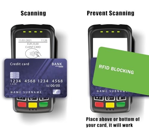 RFID Blocking Card - 3 Pack, Contactless NFC Credit Card ID Protection Safe Bank Card Passport Entire Wallet Purse Shield Protector Blocker Guard (Pack of 3, Green) - color: Green/3 cards