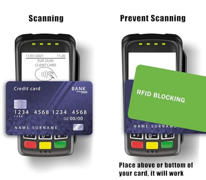 RFID Blocking Card - 3 Pack, Contactless NFC Credit Card ID Protection Safe Bank Card Passport Entire Wallet Purse Shield Protector Blocker Guard (Pack of 3, Green) - color: Green/3 cards