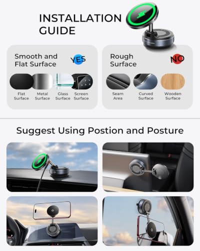 MRGLAS 【Upgraded】 15W for iPhone 18 Pro Max MagSafe Car Mount Phone Charger