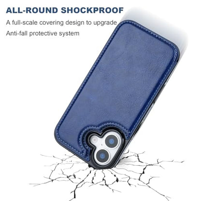 ONETOP for iPhone 17 Wallet Case with Credit Card Holder,Blue | Kickstand,ID/Cash Holder,Case Wallet with Card Slots,Double Magnetic Clasp,Durable PU Leather Shockproof Cover for Women Men - color: Blue
