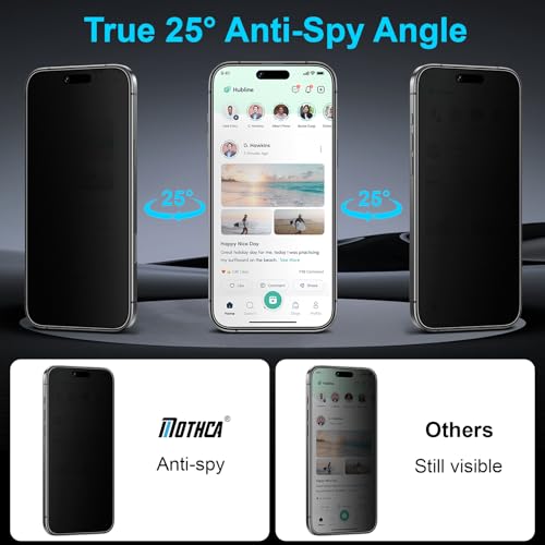 Mothca 2 Pack Matte Privacy Screen Protector for iPhone Air 6.5-inch [Auto Fit Box Dust-Free] Anti Spy Anti-Glare Anti-Fingerprint Full Coverage Tempered Glass, Smooth as Silk, Case Friendly - size: iPhone Air 6.5-inch