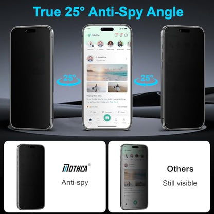 Mothca 2 Pack Matte Privacy Screen Protector for iPhone Air 6.5-inch [Auto Fit Box Dust-Free] Anti Spy Anti-Glare Anti-Fingerprint Full Coverage Tempered Glass, Smooth as Silk, Case Friendly - size: iPhone Air 6.5-inch