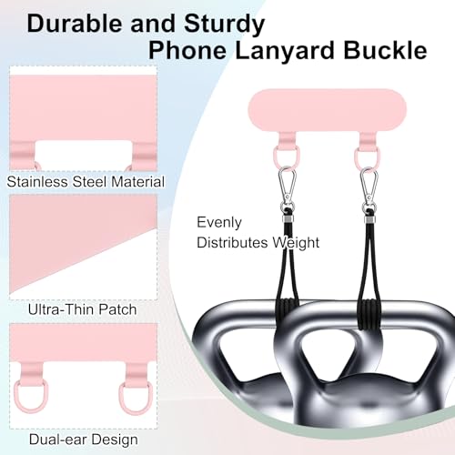uxcell Double Ear Stainless Steel Clip Phone Lanyard Tab Ultra-Thin Phone - color: Light Pink
