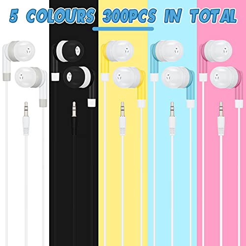 Kigeli 300 Packs Wired Earbuds Bulk, Colorful - color: Colorful