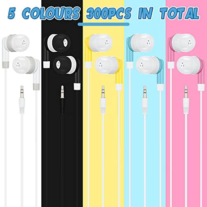 Kigeli 300 Packs Wired Earbuds Bulk, Colorful - color: Colorful