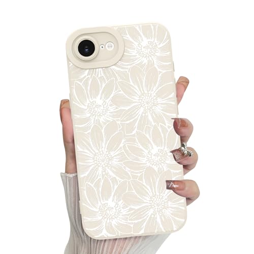 MZELQ for iPhone 17e Case Sunflowers Floral Pattern -White | iPhone 16e Case Silicone Flowers Cute, Camera Protection Soft Slim Phone Cover for Girls Women - color: White-Sunflower, size: iPhone 16e / iPhone 17e