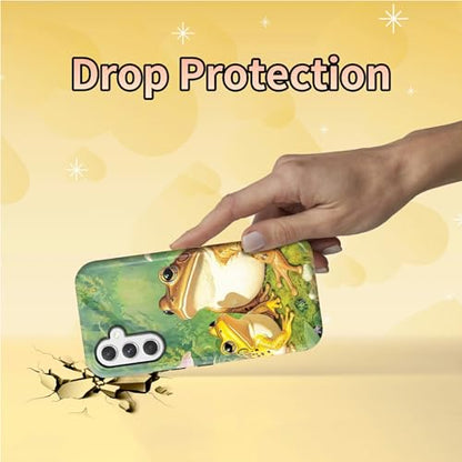 Golden Frogs Phone Case for Samsung Galaxy S25, Dual Layer Shockproof Rugged Cover with Soft TPU + Hard PC, Anti-Scratch Slim Fit Wireless Charging Compatible - color: Golden Frogs, size: 6.2" Galaxy S25